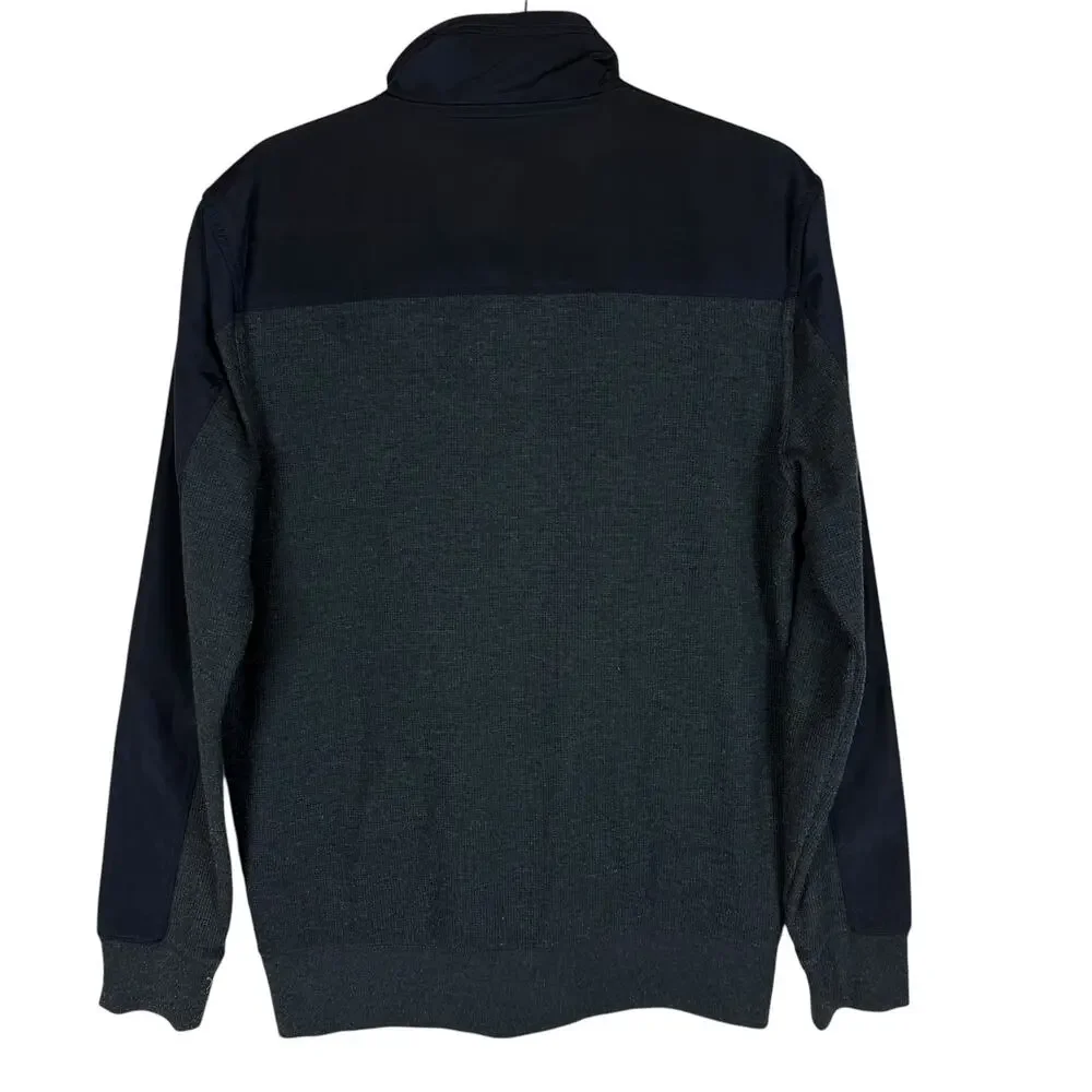 Banana Republic Track Jacket Mens Medium‎ Gray Navy Full Zip Knitted Mock Neck